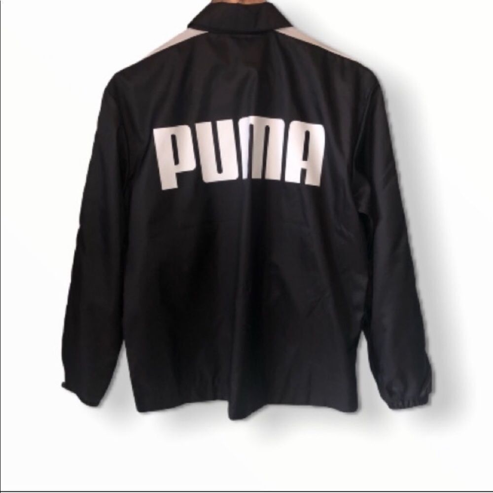 Puma Black Windbreaker Snap Front Jacket
